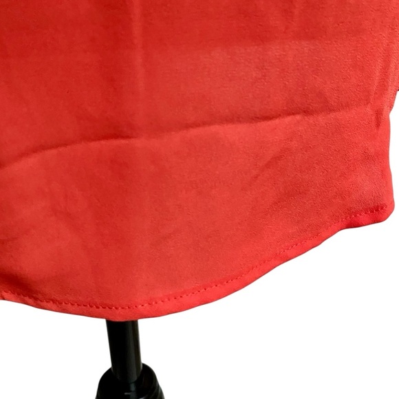J.Crew Drapey Band Collar Blouse Small Orange Red Ruffle Cuff Shirt NWT - Picture 11 of 13